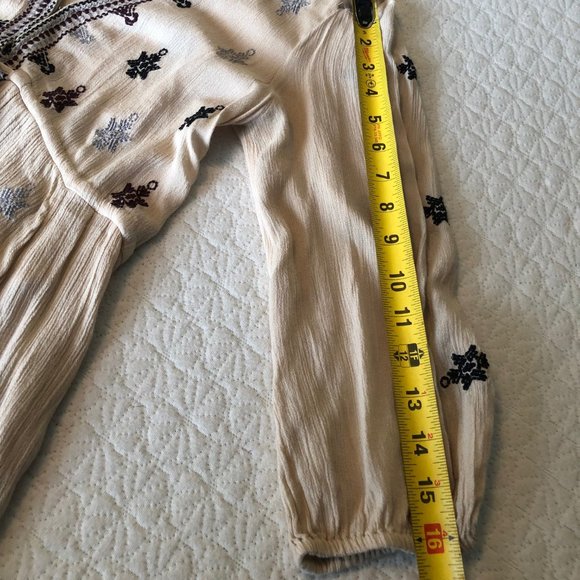 Free People Embroidered Baby Doll Long Sleeve Size Xtra Small Boho Women's Top - Picture 7 of 8